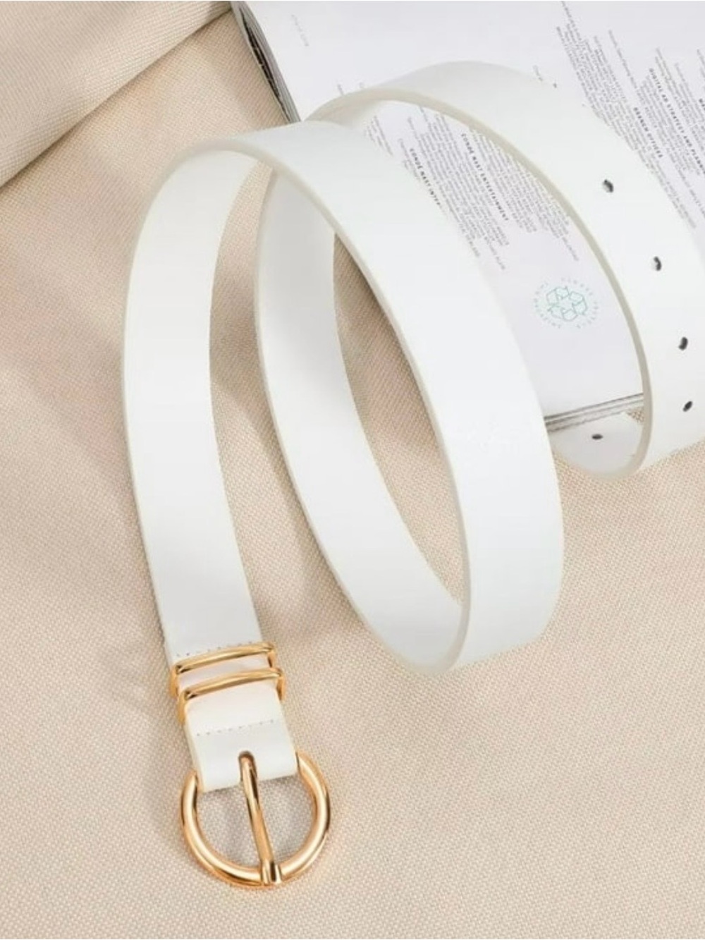 White leather belt with gold buckle #leather #accessories